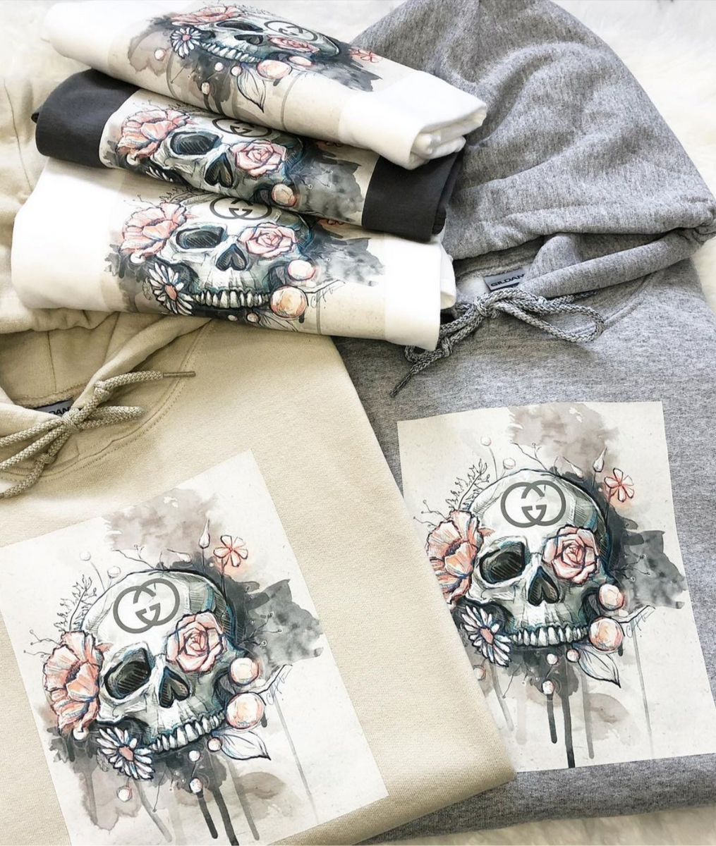 Grey Skull Hoodie, S