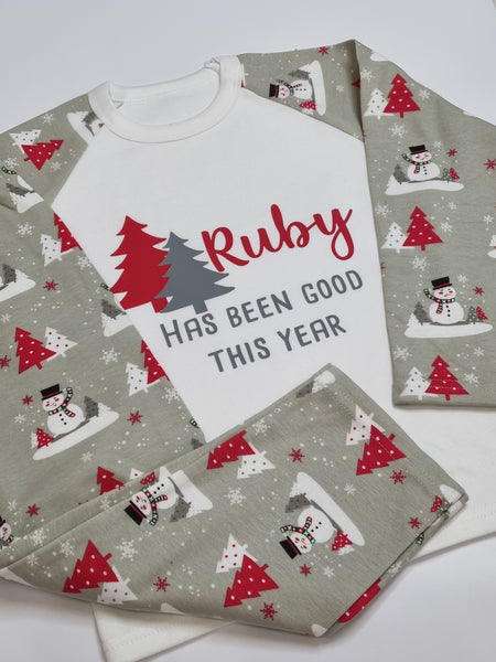 PERSONALISED SNOWMAN CHRISTMAS PYJAMAS