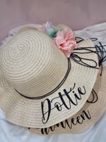 GIRLS PERSONALISED STRAW FEDORA HAT