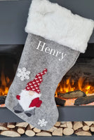 PERSONALISED GREY & WHITE CHRISTMAS STOCKING