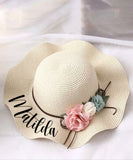 GIRLS PERSONALISED STRAW FEDORA HAT