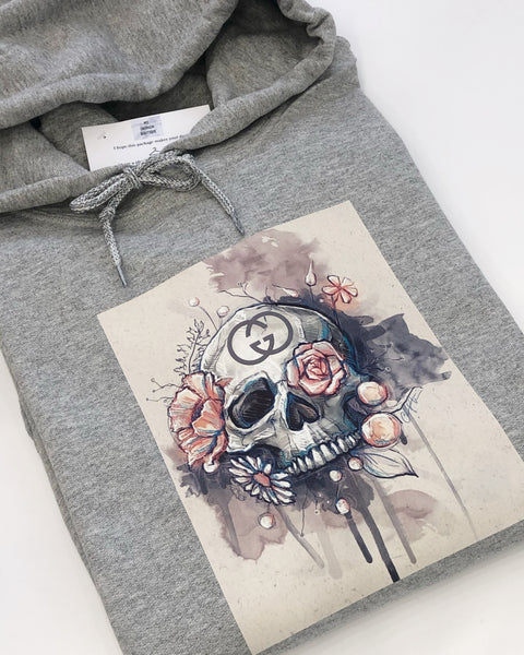 Grey Skull Hoodie, S